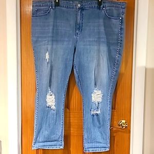 Jennifer lopez 24w boyfriend jeans with diamonds up both sides